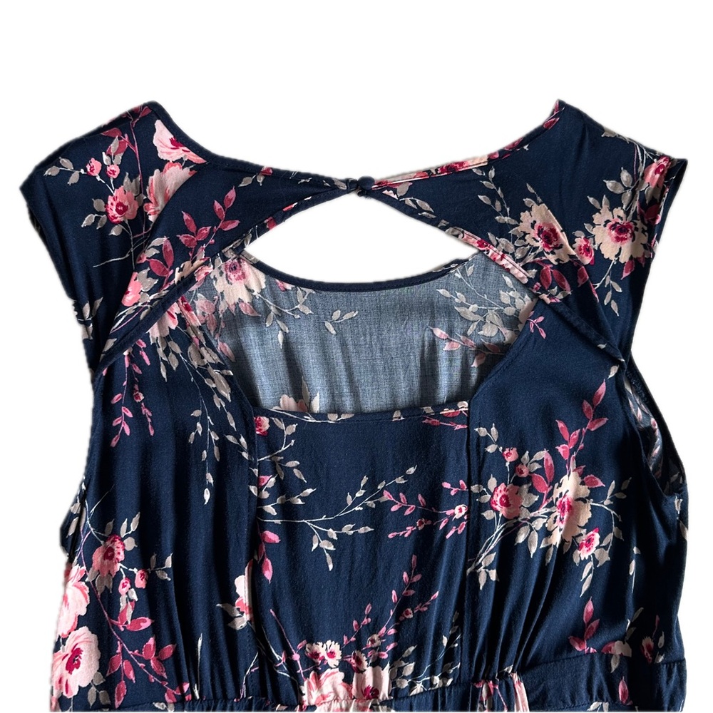 Torrid Sanguine Breeze Fit Flare Navy Floral Challis Dress 0 Keyhole Coquette - Picture 7 of 13